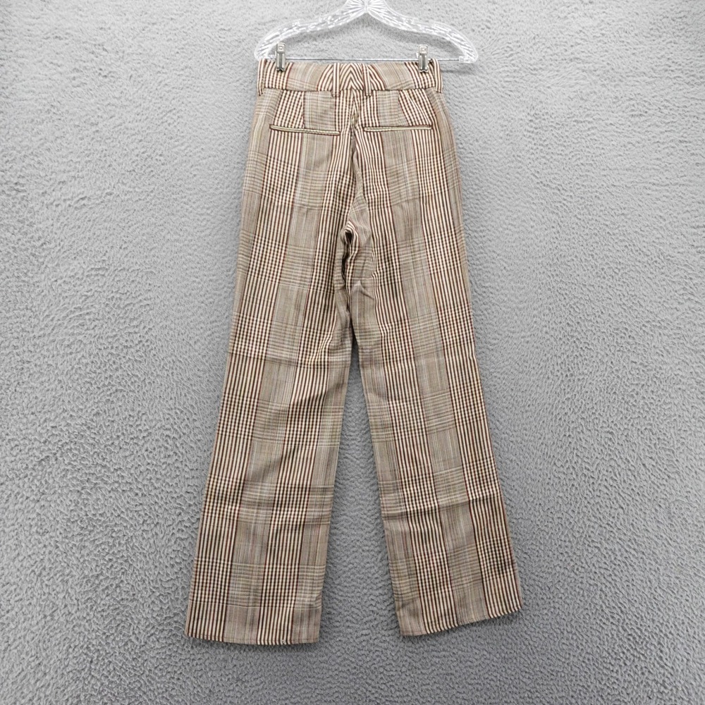 RE/DONE Plaid Print Straight Leg Pants Size 24 Red Ivory‎ Womens High Rise - Picture 2 of 16